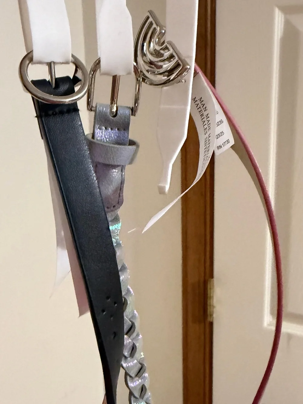 Women's Metallic Silver Braided Leather Belt - Unbranded